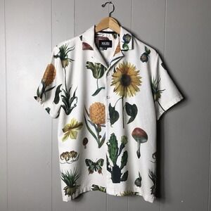 MALIBU by DRILLING CLOTHING CO. BOTANY PATTERN BUTTON DOWN SHIRT MENS SIZE SMALL